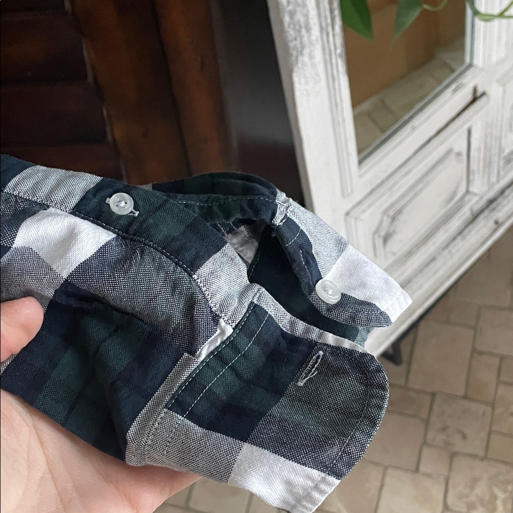 Mercantile J Crew Men's Green and White Plaid Shirt XL - Picture 5 of 10